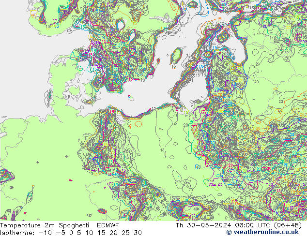 Temperatuurkaart Spaghetti ECMWF do 30.05.2024 06 UTC