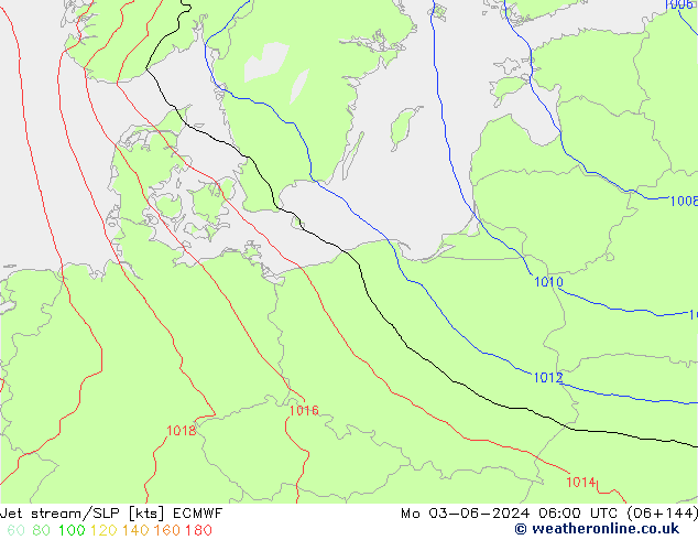 Jet stream/SLP ECMWF Mo 03.06.2024 06 UTC