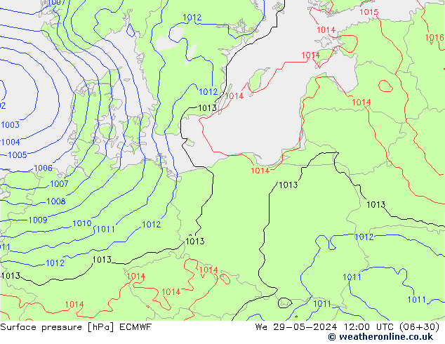 Pressione al suolo ECMWF mer 29.05.2024 12 UTC