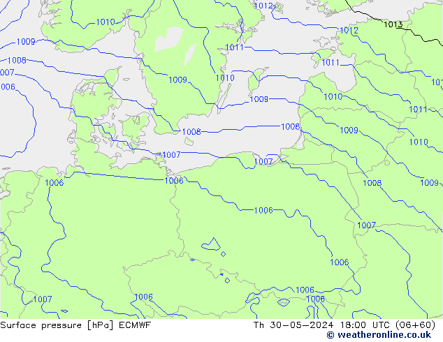 ciśnienie ECMWF czw. 30.05.2024 18 UTC