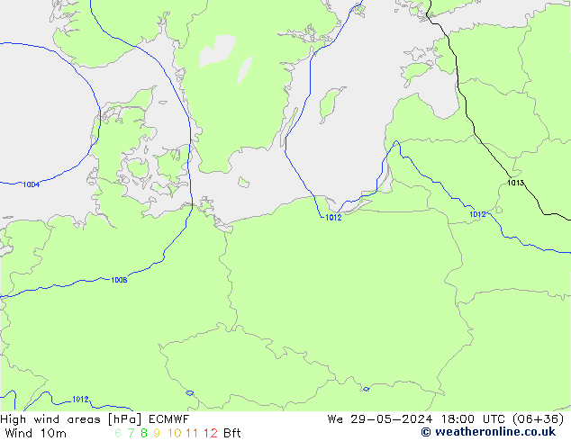 High wind areas ECMWF  29.05.2024 18 UTC