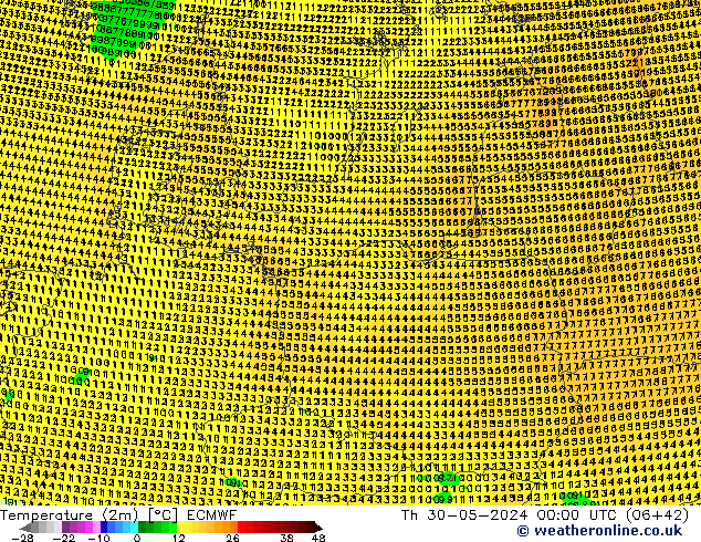 Temperature (2m) ECMWF Čt 30.05.2024 00 UTC