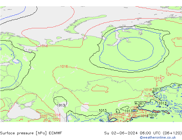 Surface pressure ECMWF Su 02.06.2024 06 UTC