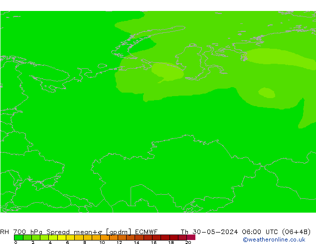 RH 700 hPa Spread ECMWF Th 30.05.2024 06 UTC