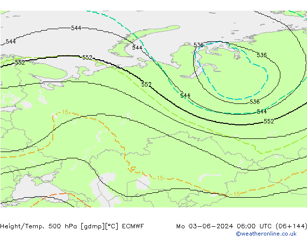 Height/Temp. 500 гПа ECMWF пн 03.06.2024 06 UTC