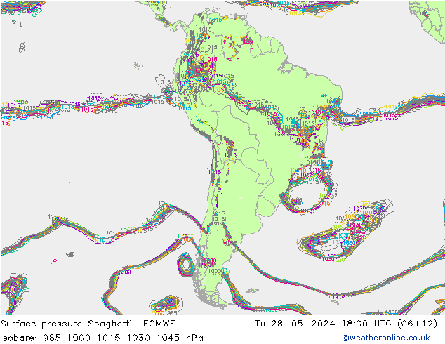 Pressione al suolo Spaghetti ECMWF mar 28.05.2024 18 UTC
