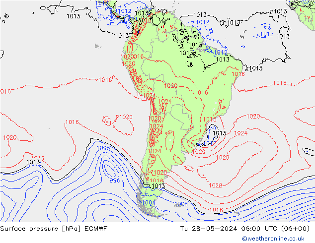 Surface pressure ECMWF Tu 28.05.2024 06 UTC