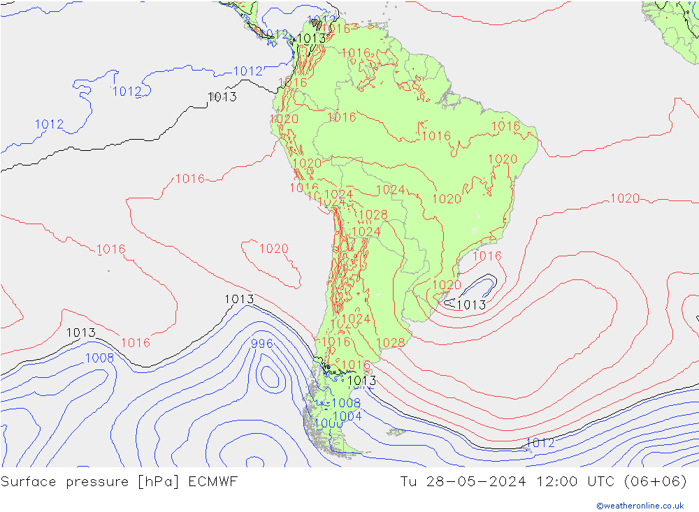 pressão do solo ECMWF Ter 28.05.2024 12 UTC