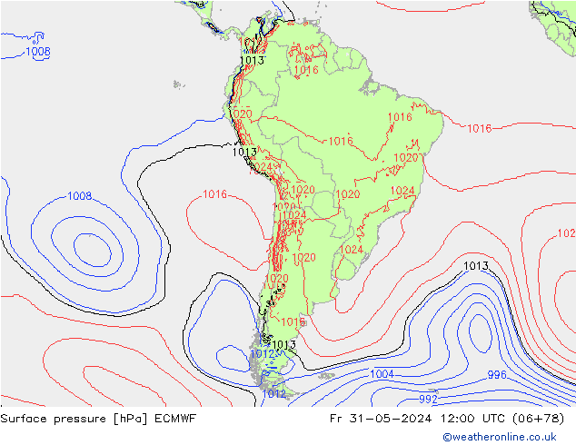 Surface pressure ECMWF Fr 31.05.2024 12 UTC