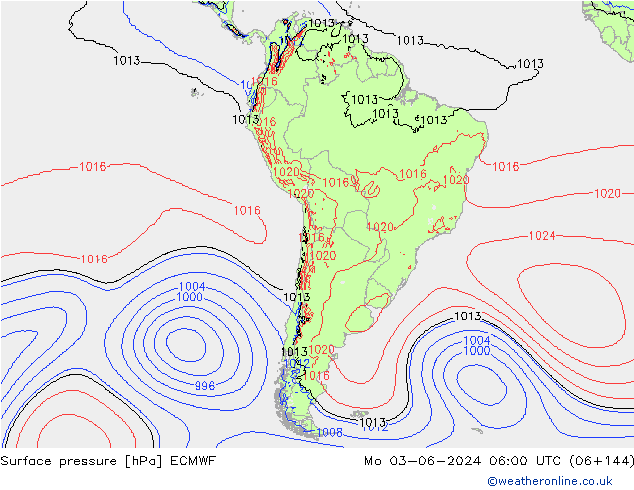 ciśnienie ECMWF pon. 03.06.2024 06 UTC