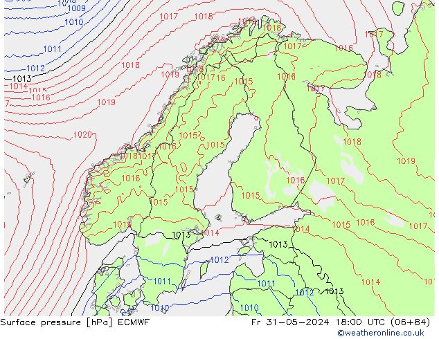 Surface pressure ECMWF Fr 31.05.2024 18 UTC