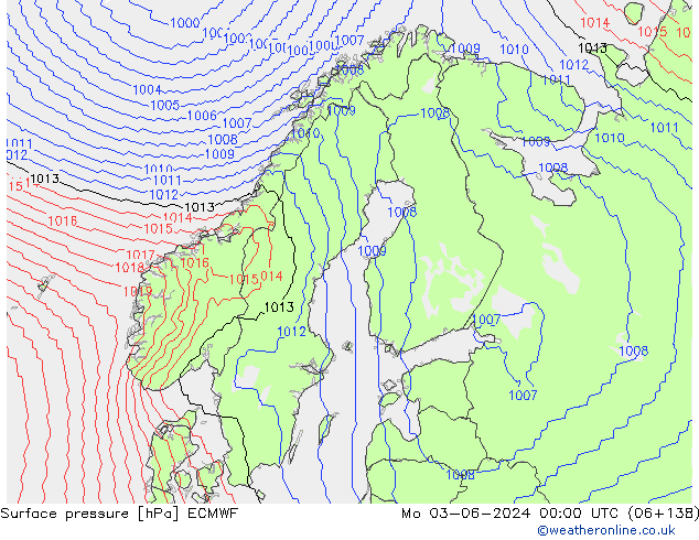 Surface pressure ECMWF Mo 03.06.2024 00 UTC