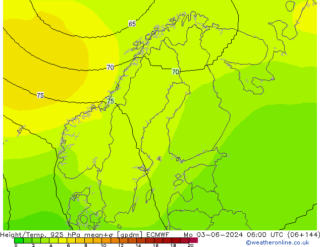 Height/Temp. 925 hPa ECMWF Po 03.06.2024 06 UTC