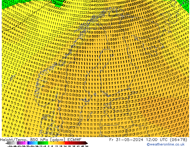 Height/Temp. 850 hPa ECMWF Sex 31.05.2024 12 UTC