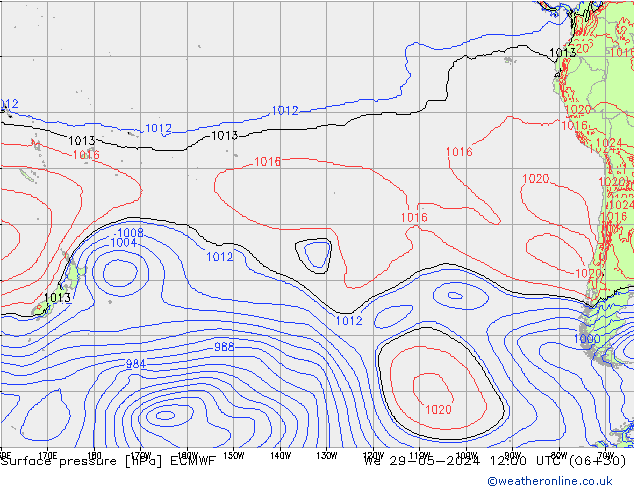 pressão do solo ECMWF Qua 29.05.2024 12 UTC