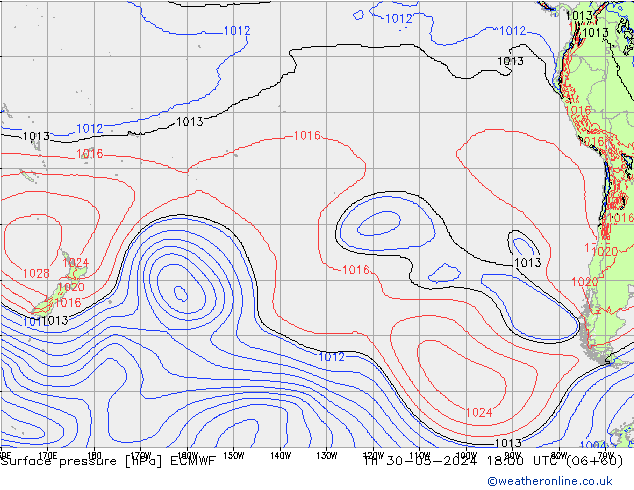 Surface pressure ECMWF Th 30.05.2024 18 UTC