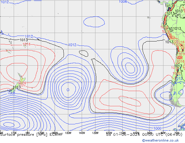 Surface pressure ECMWF Sa 01.06.2024 00 UTC