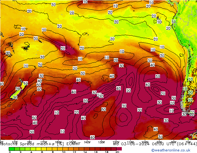 Isotachs Spread ECMWF lun 03.06.2024 06 UTC