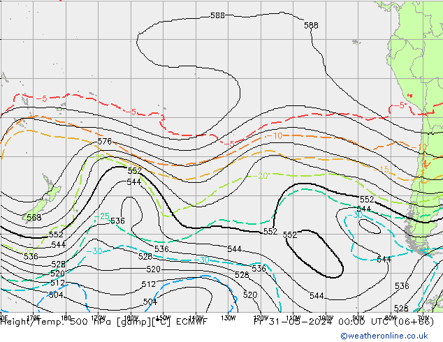 Height/Temp. 500 гПа ECMWF пт 31.05.2024 00 UTC