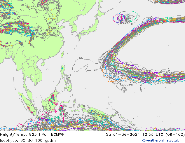 Géop./Temp. 925 hPa ECMWF sam 01.06.2024 12 UTC