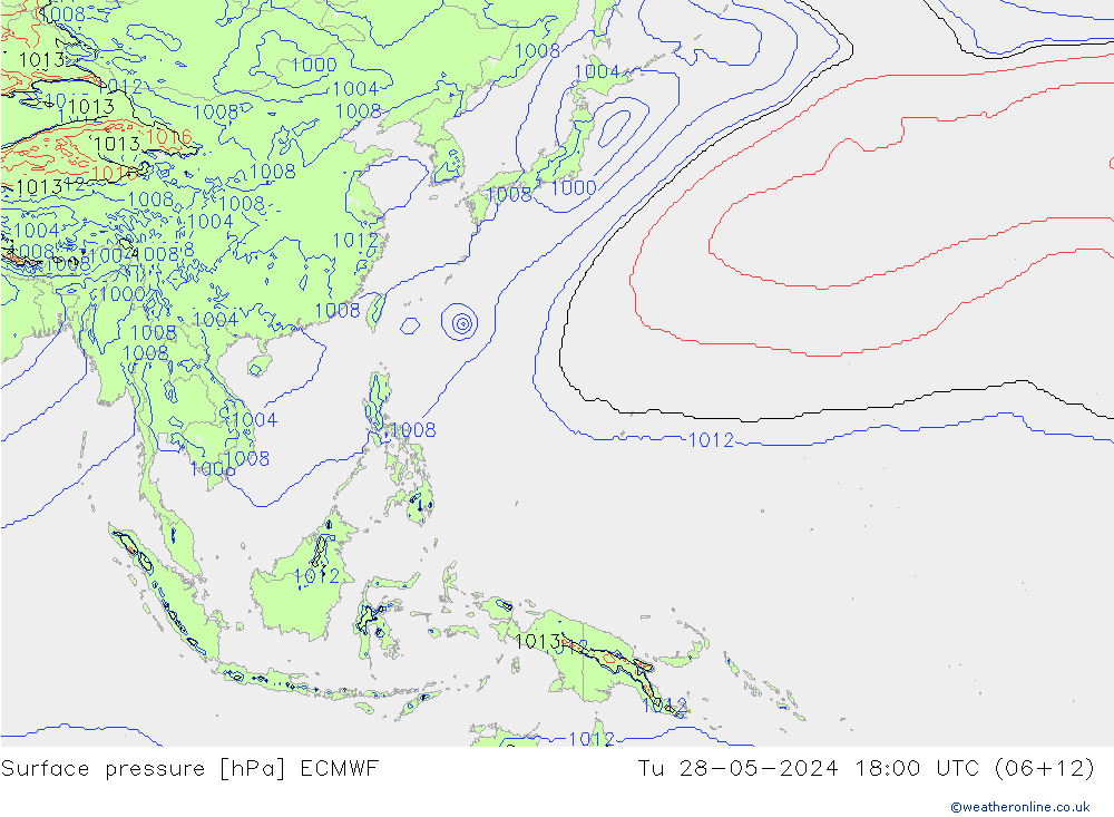 pressão do solo ECMWF Ter 28.05.2024 18 UTC