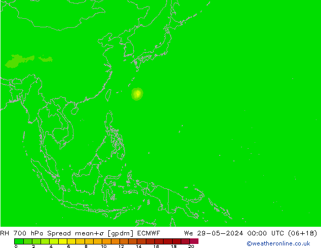 RH 700 hPa Spread ECMWF St 29.05.2024 00 UTC