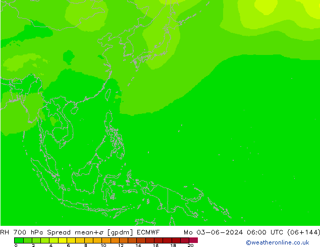 RH 700 hPa Spread ECMWF Mo 03.06.2024 06 UTC