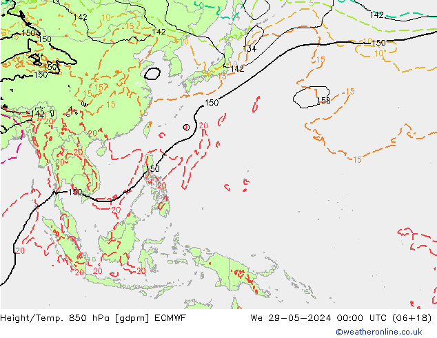 Hoogte/Temp. 850 hPa ECMWF wo 29.05.2024 00 UTC