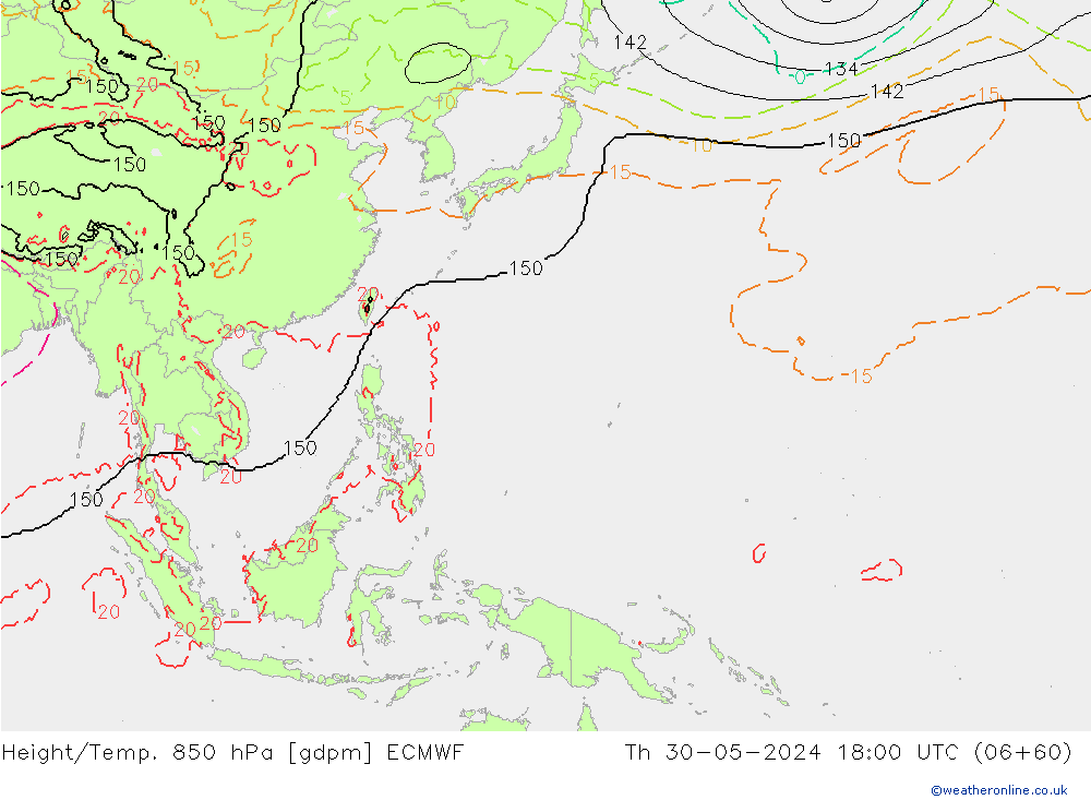 Géop./Temp. 850 hPa ECMWF jeu 30.05.2024 18 UTC