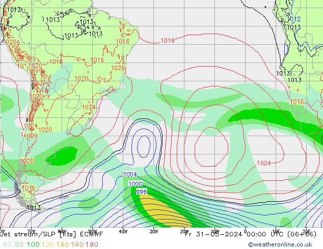 Straalstroom/SLP ECMWF vr 31.05.2024 00 UTC