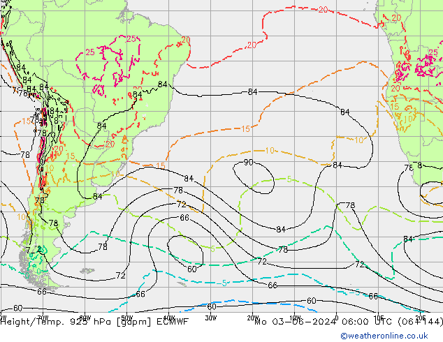 Height/Temp. 925 hPa ECMWF  03.06.2024 06 UTC