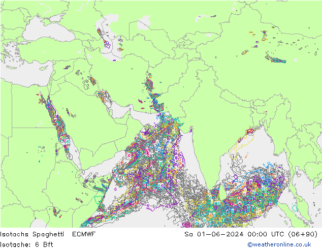 Izotacha Spaghetti ECMWF so. 01.06.2024 00 UTC