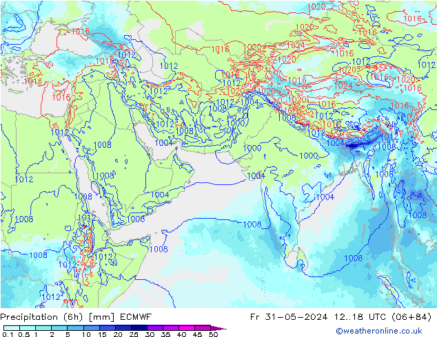 Precipitación (6h) ECMWF vie 31.05.2024 18 UTC
