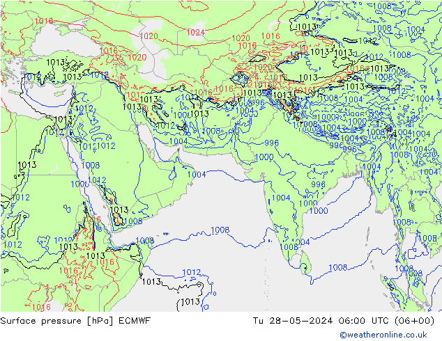 Surface pressure ECMWF Tu 28.05.2024 06 UTC