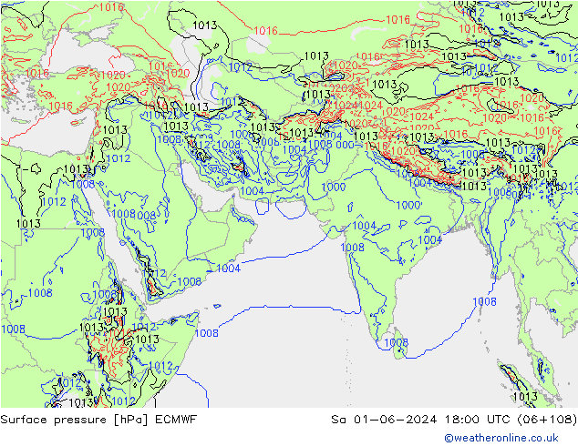 Atmosférický tlak ECMWF So 01.06.2024 18 UTC