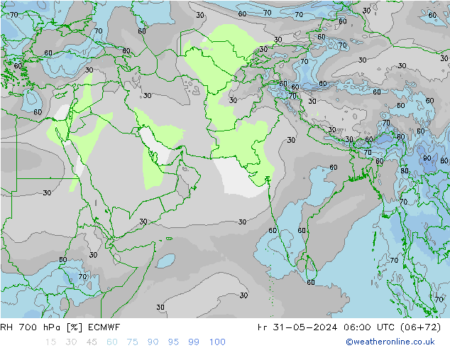 RH 700 hPa ECMWF  31.05.2024 06 UTC