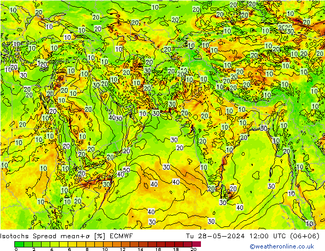 Isotachs Spread ECMWF mar 28.05.2024 12 UTC