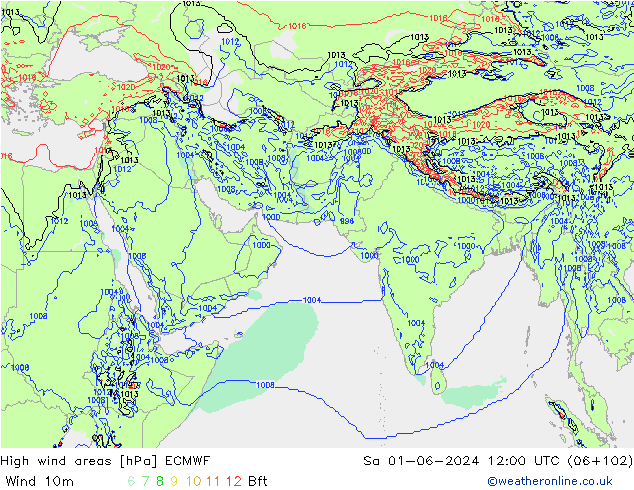 High wind areas ECMWF sam 01.06.2024 12 UTC