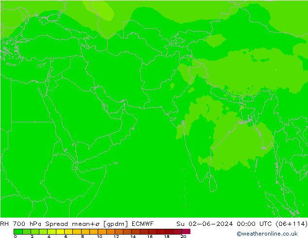 RH 700 hPa Spread ECMWF Su 02.06.2024 00 UTC