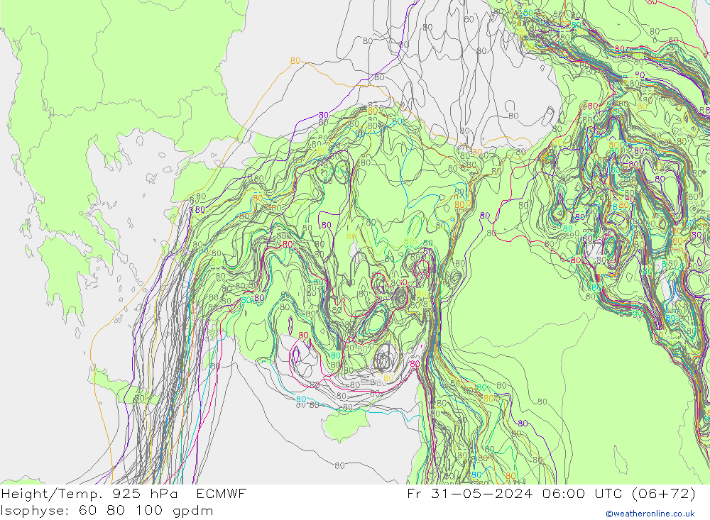 Yükseklik/Sıc. 925 hPa ECMWF Cu 31.05.2024 06 UTC