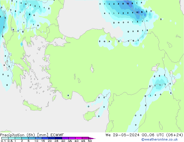 Precipitation (6h) ECMWF St 29.05.2024 06 UTC