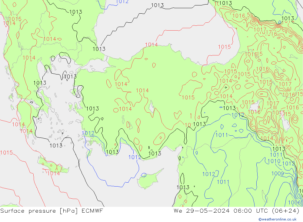 Yer basıncı ECMWF Çar 29.05.2024 06 UTC