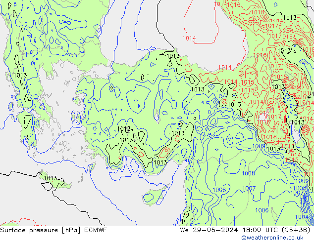 Yer basıncı ECMWF Çar 29.05.2024 18 UTC