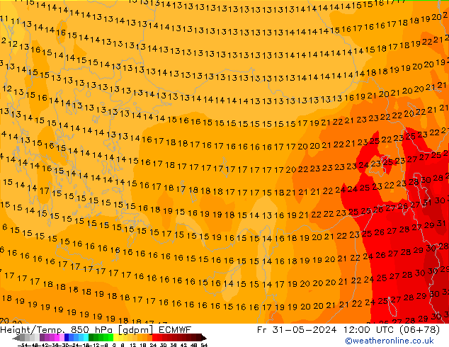 Height/Temp. 850 hPa ECMWF Fr 31.05.2024 12 UTC