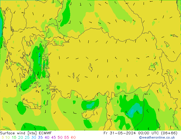 Rüzgar 10 m ECMWF Cu 31.05.2024 00 UTC