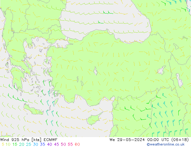 wiatr 925 hPa ECMWF śro. 29.05.2024 00 UTC