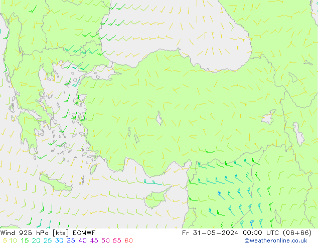 Rüzgar 925 hPa ECMWF Cu 31.05.2024 00 UTC