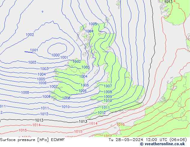 Luchtdruk (Grond) ECMWF di 28.05.2024 12 UTC