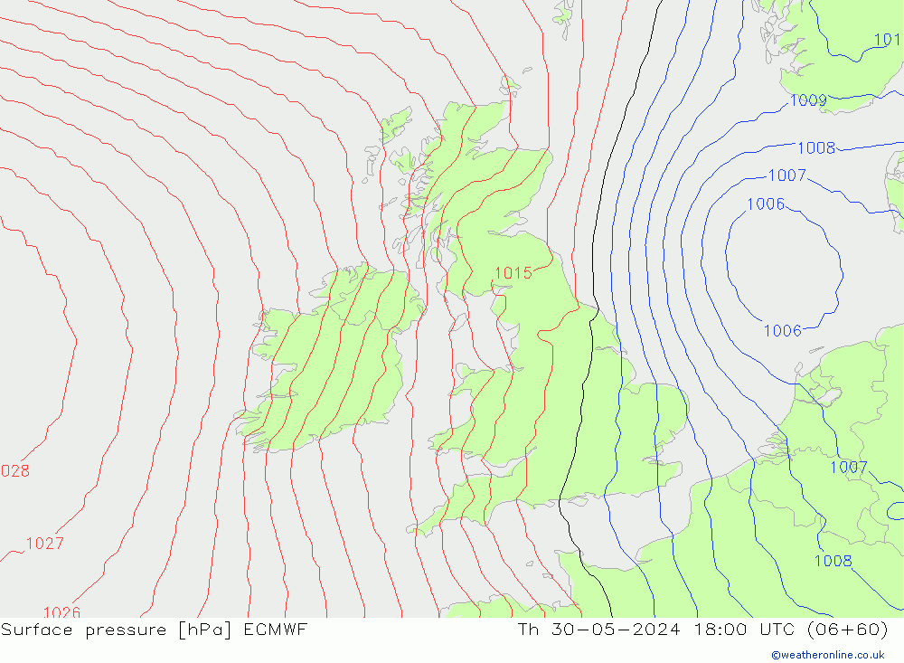 pression de l'air ECMWF jeu 30.05.2024 18 UTC