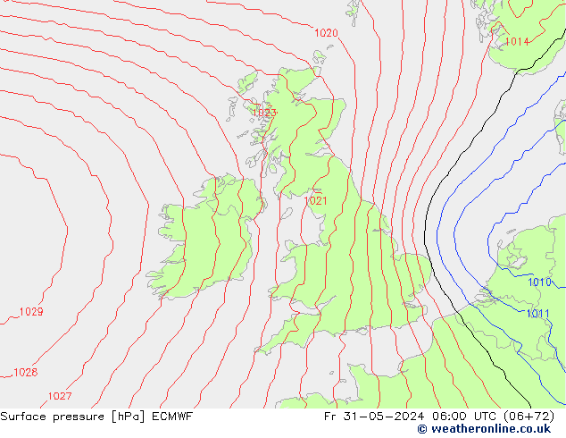 ciśnienie ECMWF pt. 31.05.2024 06 UTC